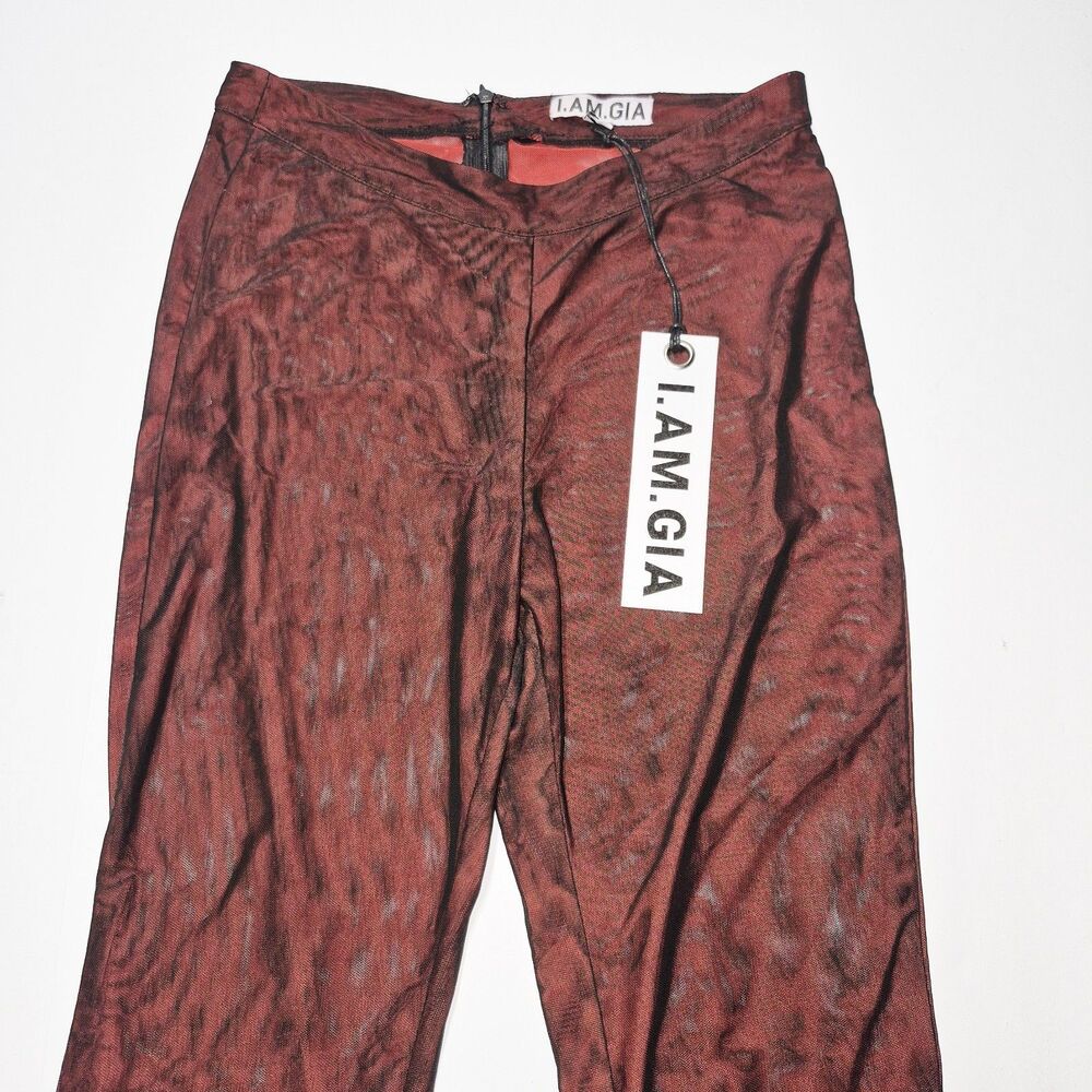 I.AM.GIA Tiger Mist Red Mesh Sheer Capri Pants S NWT Y2K Goth Festival Trousers